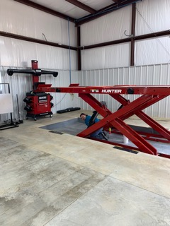 Hunter alignment lift and rack in our shop